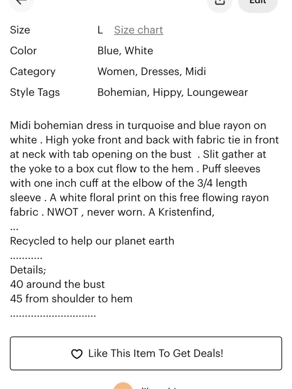 Bohemian Turquoise Blue & White Maxi Dress - Picture 12 of 12
